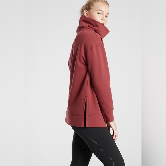 Athleta 24/7 Funnel Turtle Neck Oversized Sweatshirt Maple Red Size Small - Picture 2 of 10